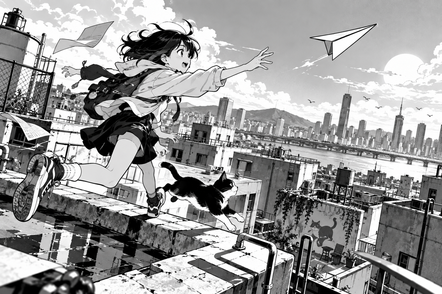 黑白二维漫画动画风格