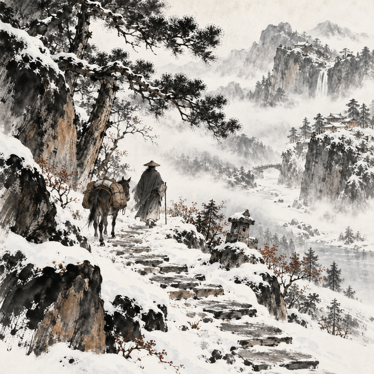 东方水墨画风 · 方图