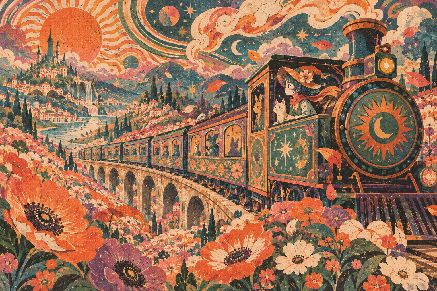 复古肌理迷幻插画风格