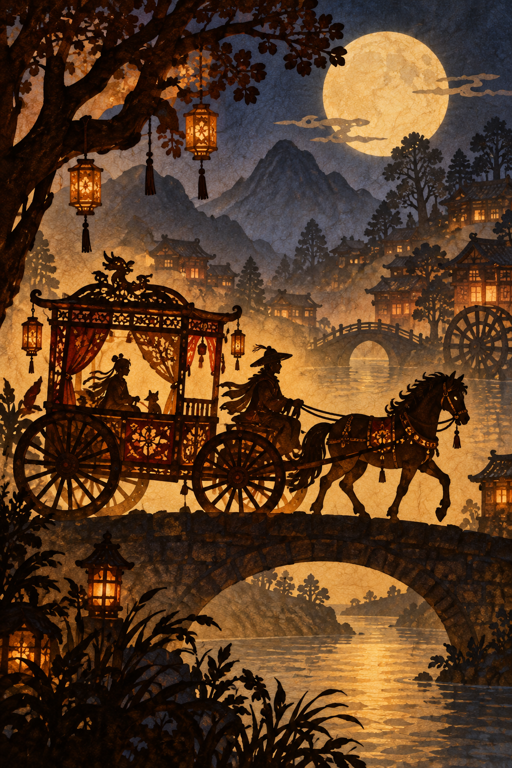 皮影戏插画风格 · 竖图