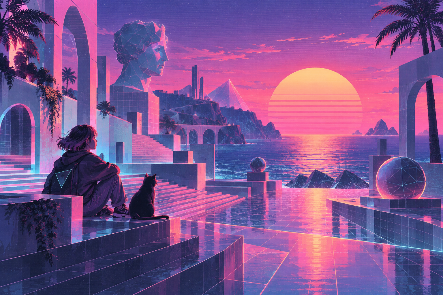插画蒸汽波风格